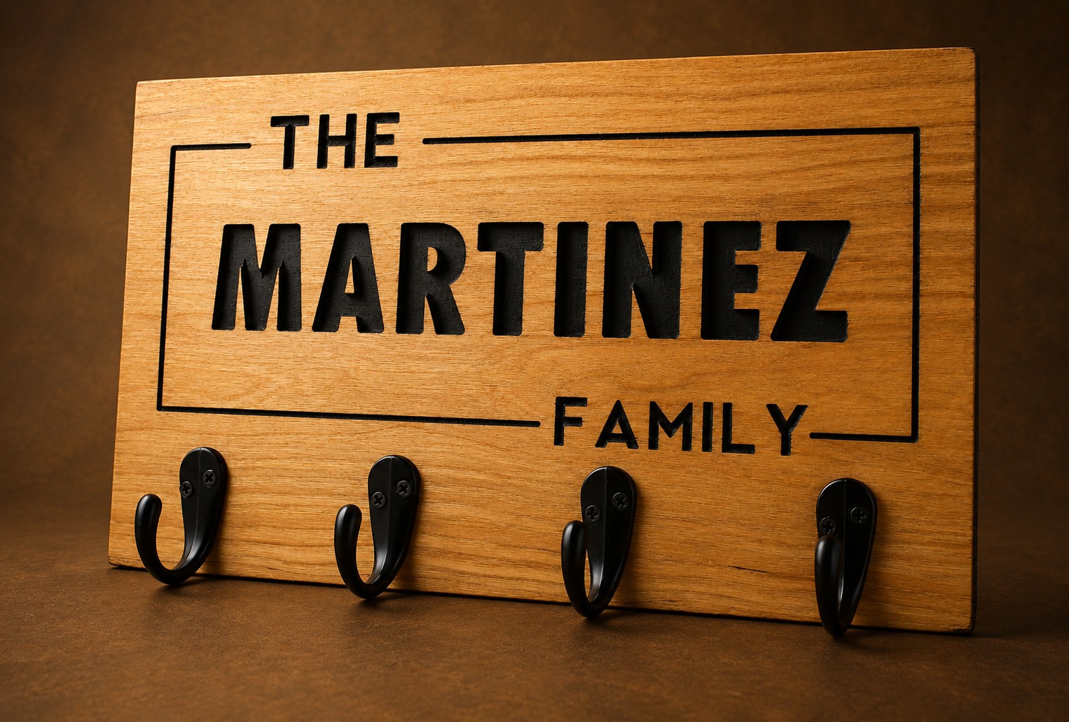 Front view of custom family key holder