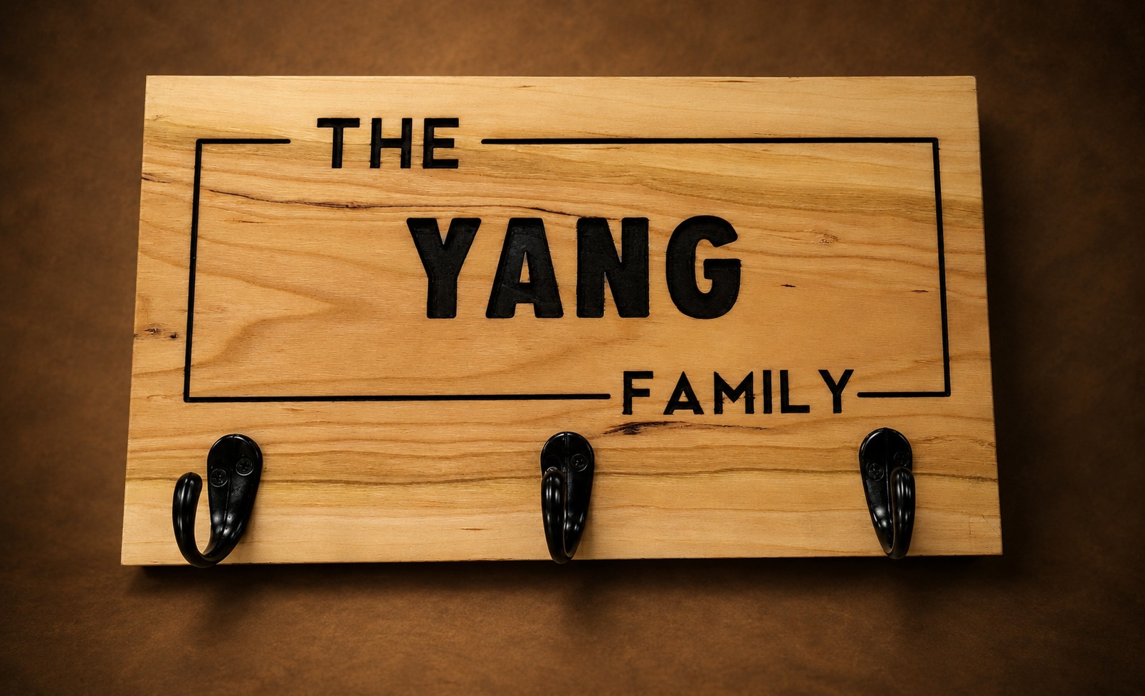 Front view of custom family key holder